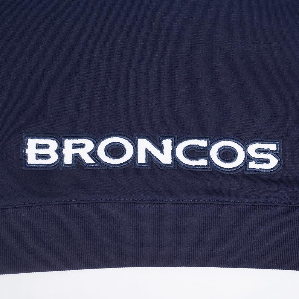 imagePro Standard Womens NFL Classic Chenille Brushed Back French Terry Cropped Pullover HoodieMidnight Navy