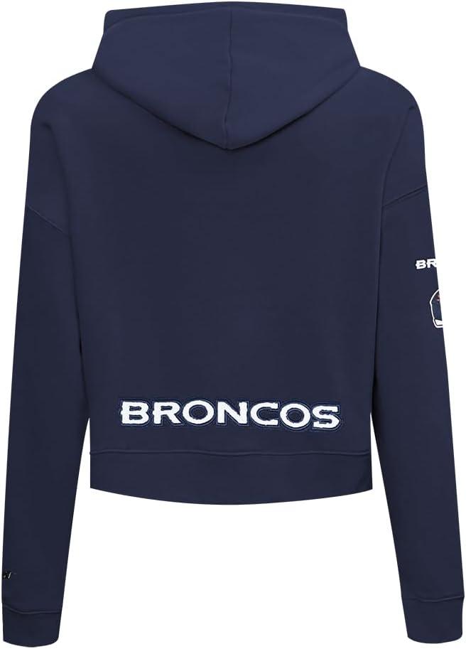imagePro Standard Womens NFL Classic Chenille Brushed Back French Terry Cropped Pullover HoodieMidnight Navy