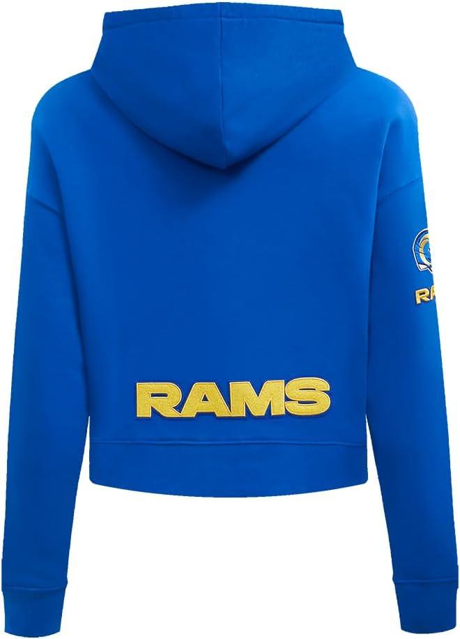 imagePro Standard Womens NFL Classic Chenille Brushed Back French Terry Cropped Pullover HoodieRoyal Blue
