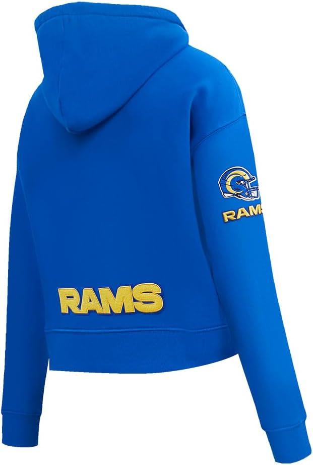 imagePro Standard Womens NFL Classic Chenille Brushed Back French Terry Cropped Pullover HoodieRoyal Blue