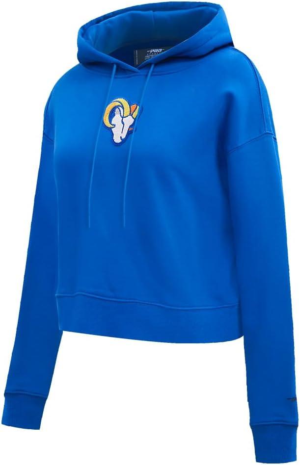 imagePro Standard Womens NFL Classic Chenille Brushed Back French Terry Cropped Pullover HoodieRoyal Blue