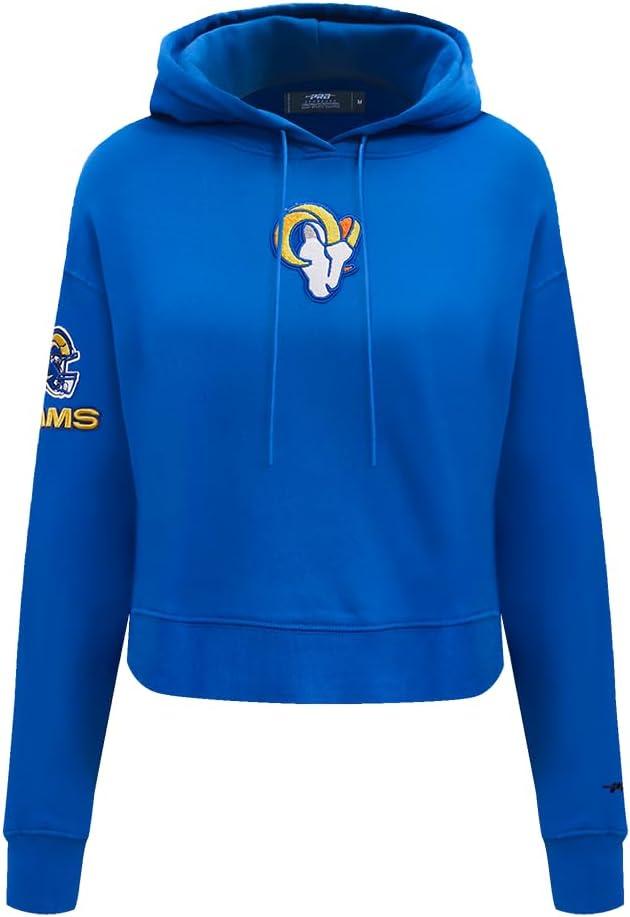 imagePro Standard Womens NFL Classic Chenille Brushed Back French Terry Cropped Pullover HoodieRoyal Blue