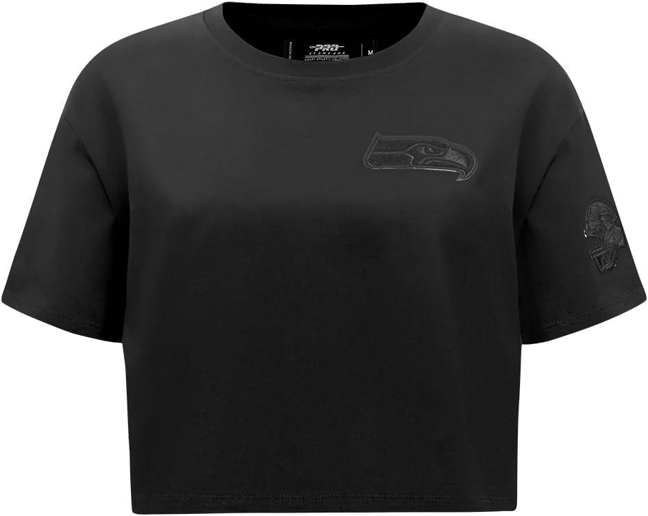 imagePro Standard Womens NFL Classic Triple Black Cotton Short Sleeve Boxy TeeBlack