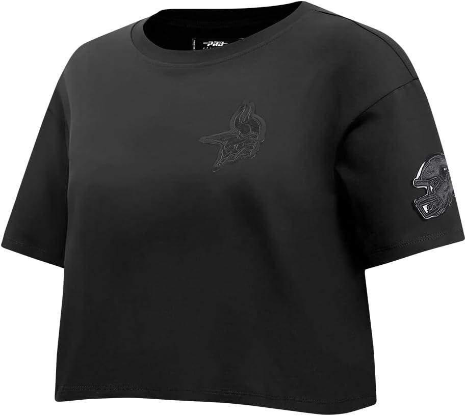 imagePro Standard Womens NFL Classic Triple Black Cotton Short Sleeve Boxy TeeBlack