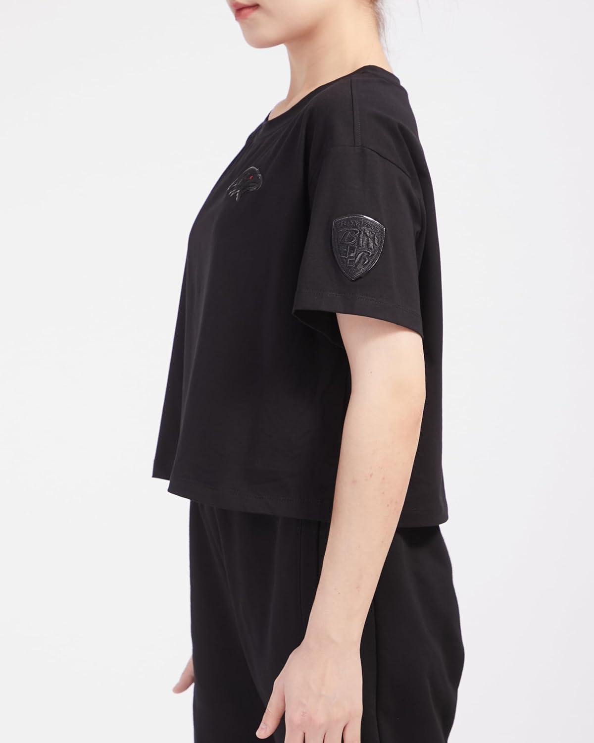 imagePro Standard Womens NFL Classic Triple Black Cotton Short Sleeve Boxy TeeBlack