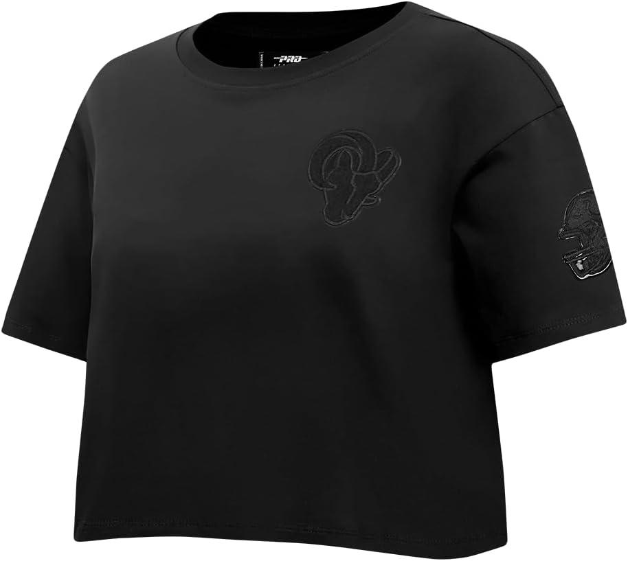 imagePro Standard Womens NFL Classic Triple Black Cotton Short Sleeve Boxy TeeBlack
