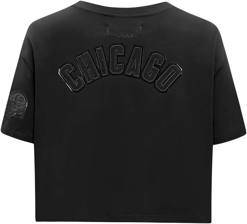 imagePro Standard Womens NFL Classic Triple Black Cotton Short Sleeve Boxy TeeBlack