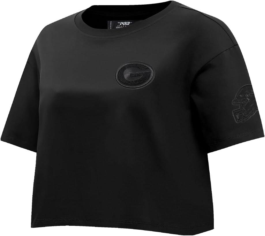 imagePro Standard Womens NFL Classic Triple Black Cotton Short Sleeve Boxy TeeBlack