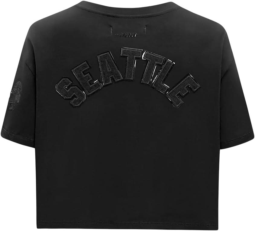 imagePro Standard Womens NFL Classic Triple Black Cotton Short Sleeve Boxy TeeBlack