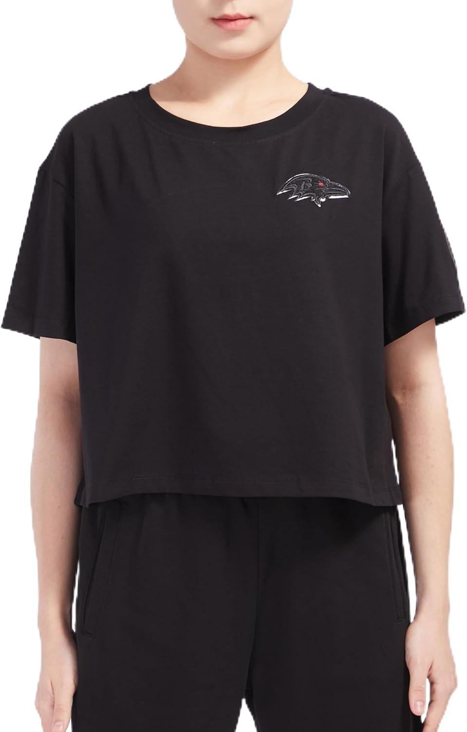 imagePro Standard Womens NFL Classic Triple Black Cotton Short Sleeve Boxy TeeBlack