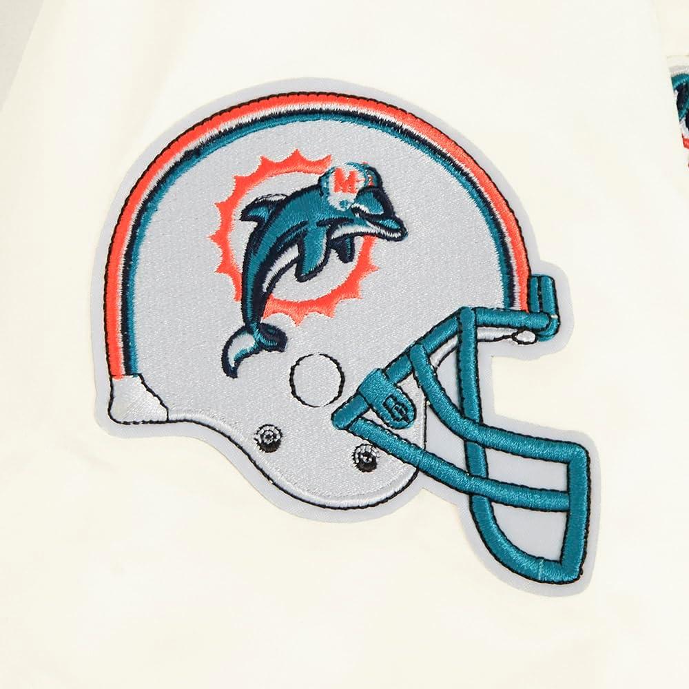 imagePro Standard Womens NFL Miami Dolphins Retro Classics Satin Jacket EggshellBlack M