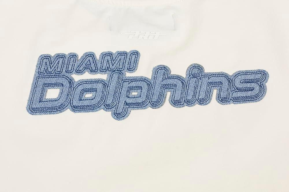 imagePro Standard Womens NFL Miami Dolphins Varsity Blues Short Sleeve Boxy Tee Linen 2XL