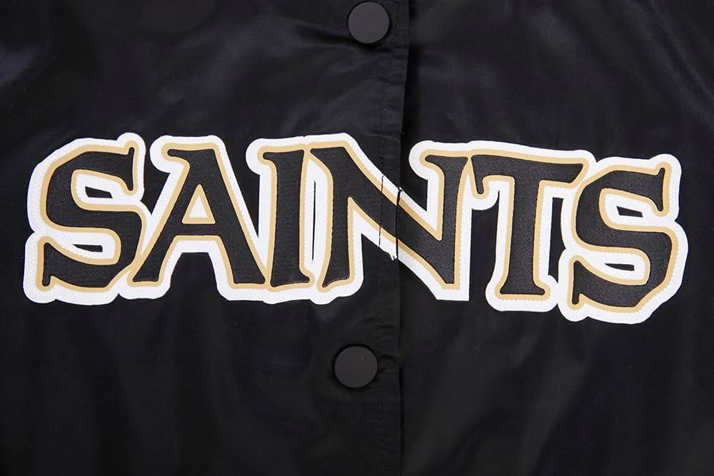 imagePro Standard Womens NFL New Orleans Saints Classic Chenille Satin Jacket BlackWhite M60030 L