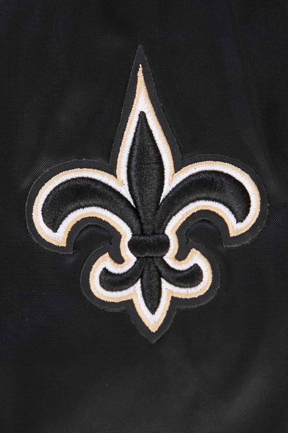imagePro Standard Womens NFL New Orleans Saints Classic Chenille Satin Jacket BlackWhite M60030 L