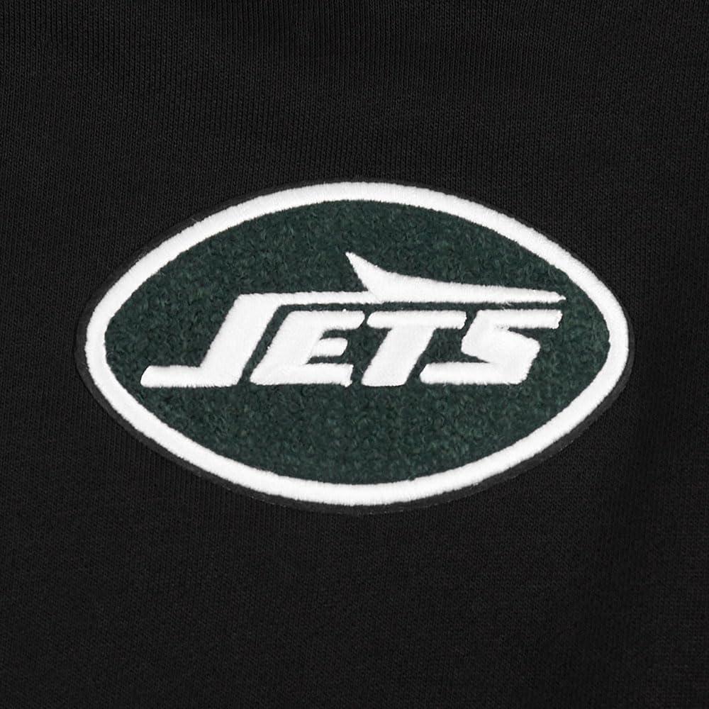 imagePro Standard Womens NFL New York Jets Classic Chenille Cropped Pullover Hoodie Black 2XL