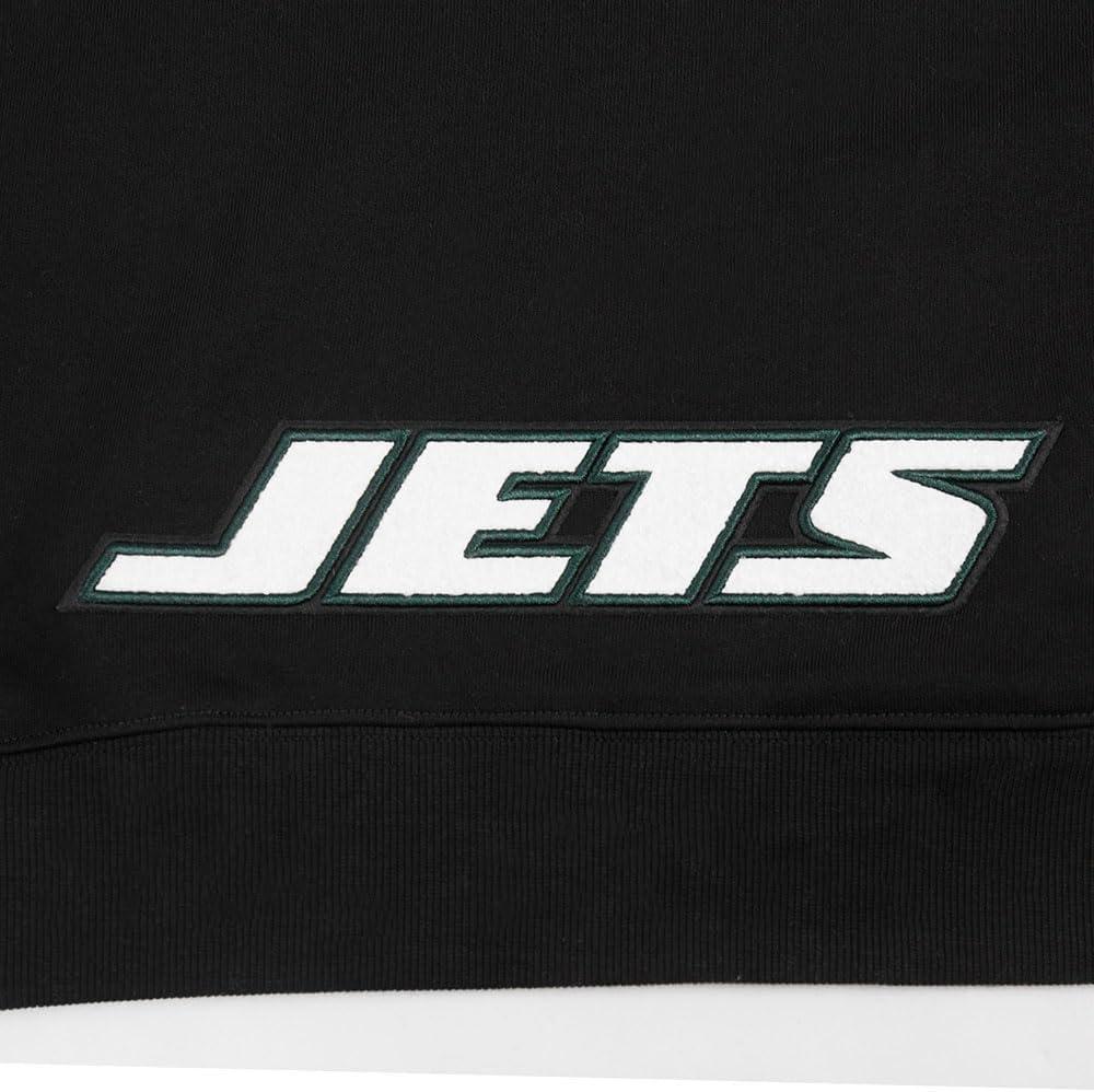 imagePro Standard Womens NFL New York Jets Classic Chenille Cropped Pullover Hoodie Black 2XL