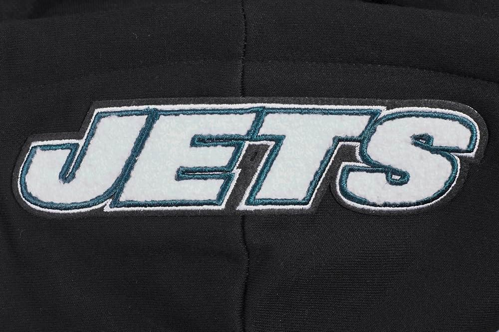 imagePro Standard Womens NFL New York Jets Classic Chenille Cropped Pullover Hoodie Black XS