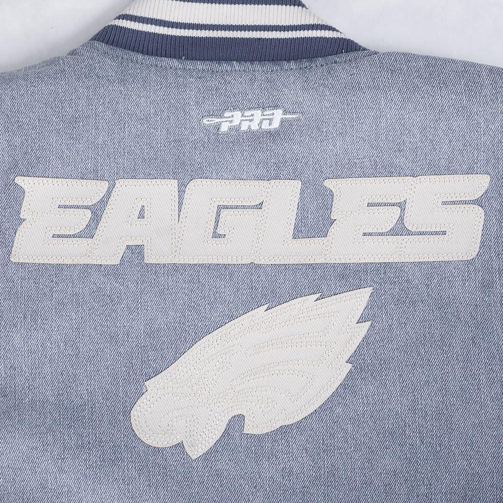 imagePro Standard Womens NFL Philadelphia Eagles Varsity Blues Denim Jacket DenimLinen XS