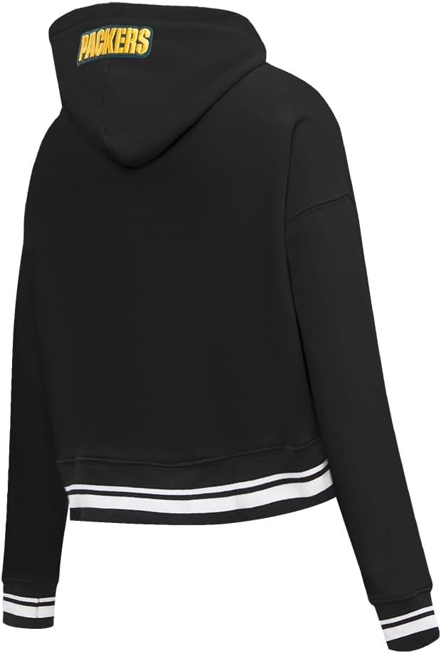 imagePro Standard Womens NFL Script Tail Brushed Back French Terry Cropped Pullover HoodieBlack