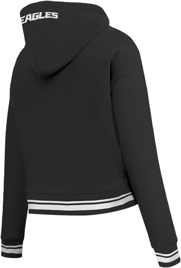 imagePro Standard Womens NFL Script Tail Brushed Back French Terry Cropped Pullover HoodieBlack