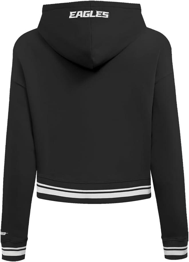 imagePro Standard Womens NFL Script Tail Brushed Back French Terry Cropped Pullover HoodieBlack