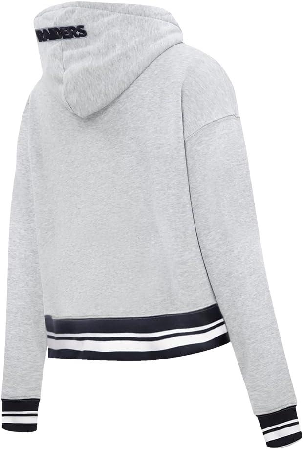 imagePro Standard Womens NFL Script Tail Brushed Back French Terry Cropped Pullover HoodieHeather GrayBlack