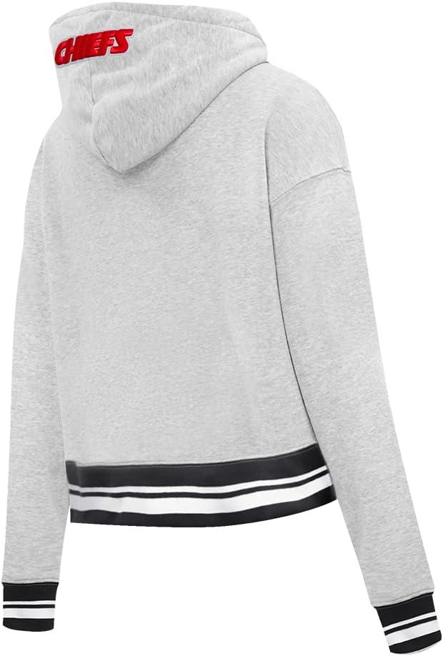 imagePro Standard Womens NFL Script Tail Brushed Back French Terry Cropped Pullover HoodieHeather GrayBlack