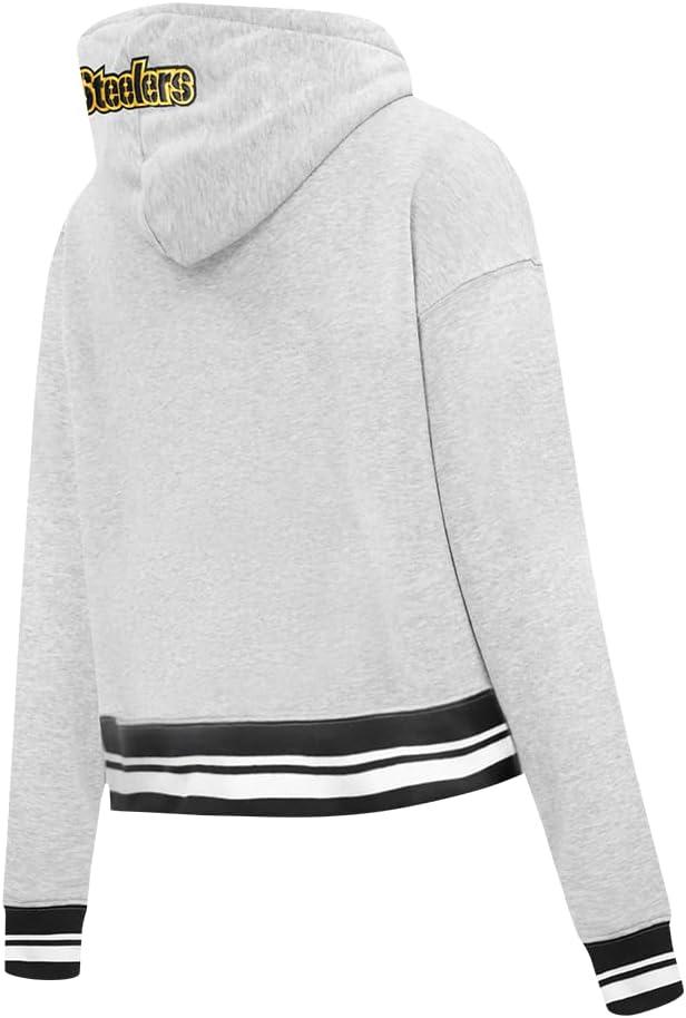 imagePro Standard Womens NFL Script Tail Brushed Back French Terry Cropped Pullover HoodieHeather GrayBlack