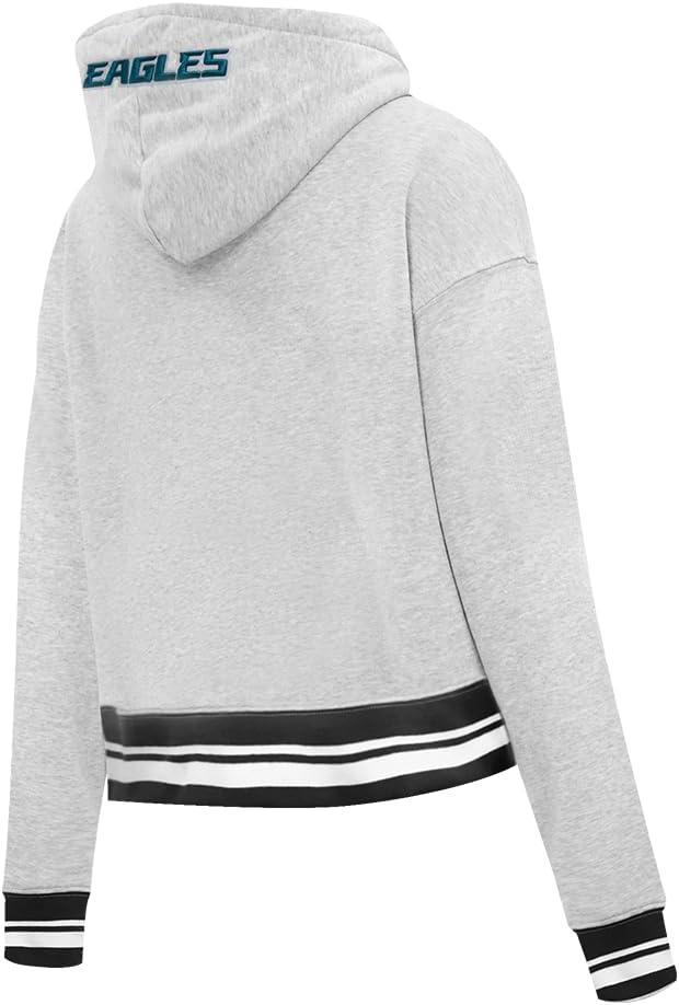 imagePro Standard Womens NFL Script Tail Brushed Back French Terry Cropped Pullover HoodieHeather GrayBlack