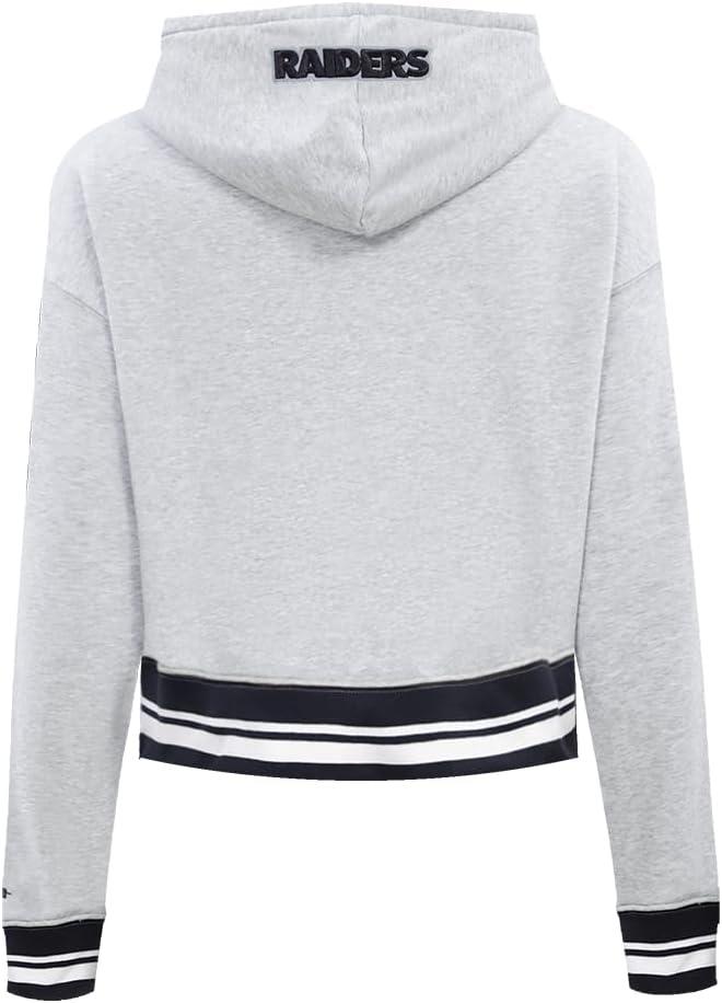 imagePro Standard Womens NFL Script Tail Brushed Back French Terry Cropped Pullover HoodieHeather GrayBlack