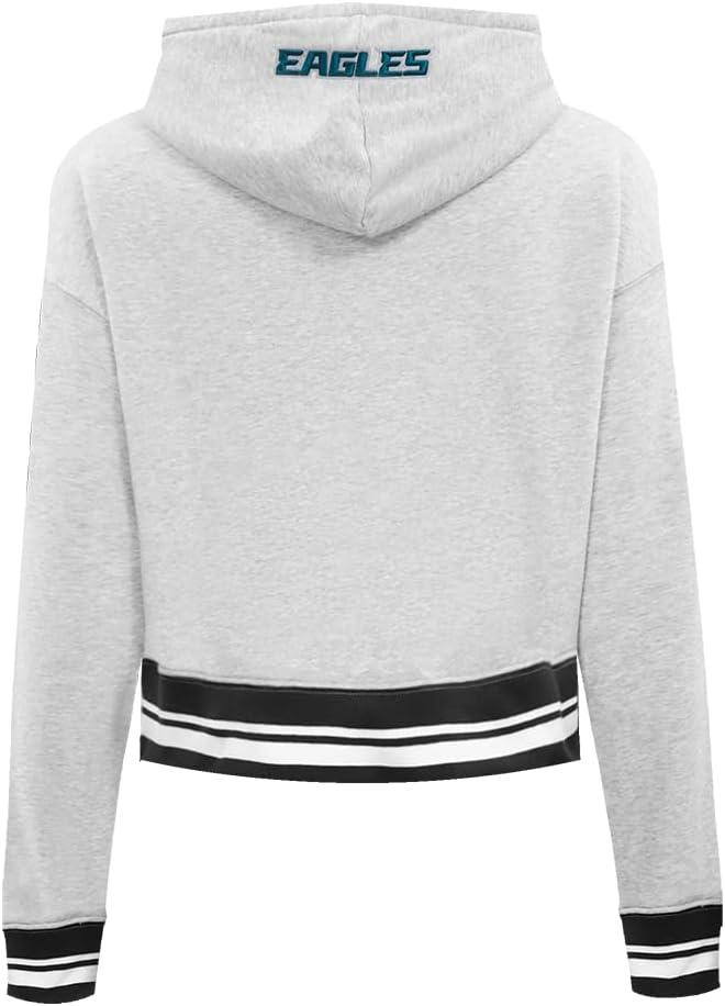 imagePro Standard Womens NFL Script Tail Brushed Back French Terry Cropped Pullover HoodieHeather GrayBlack