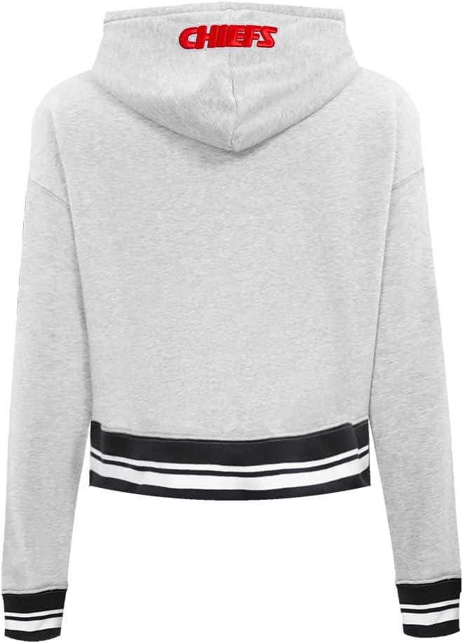 imagePro Standard Womens NFL Script Tail Brushed Back French Terry Cropped Pullover HoodieHeather GrayBlack
