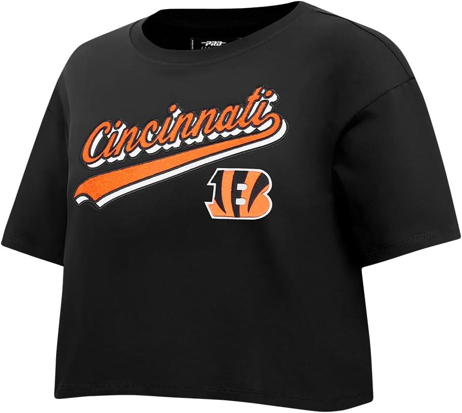 imagePro Standard Womens NFL Script Tail Cotton Single Short Sleeve Boxy TeeBlack