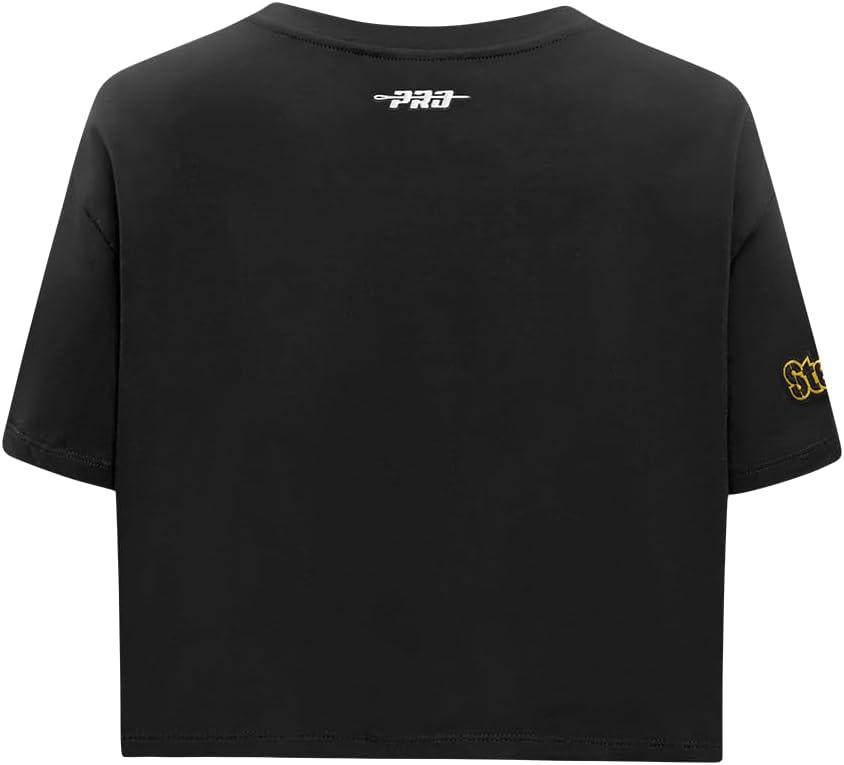 imagePro Standard Womens NFL Script Tail Cotton Single Short Sleeve Boxy TeeBlack