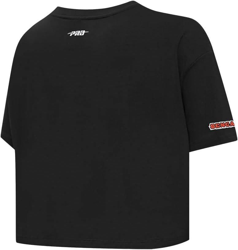 imagePro Standard Womens NFL Script Tail Cotton Single Short Sleeve Boxy TeeBlack