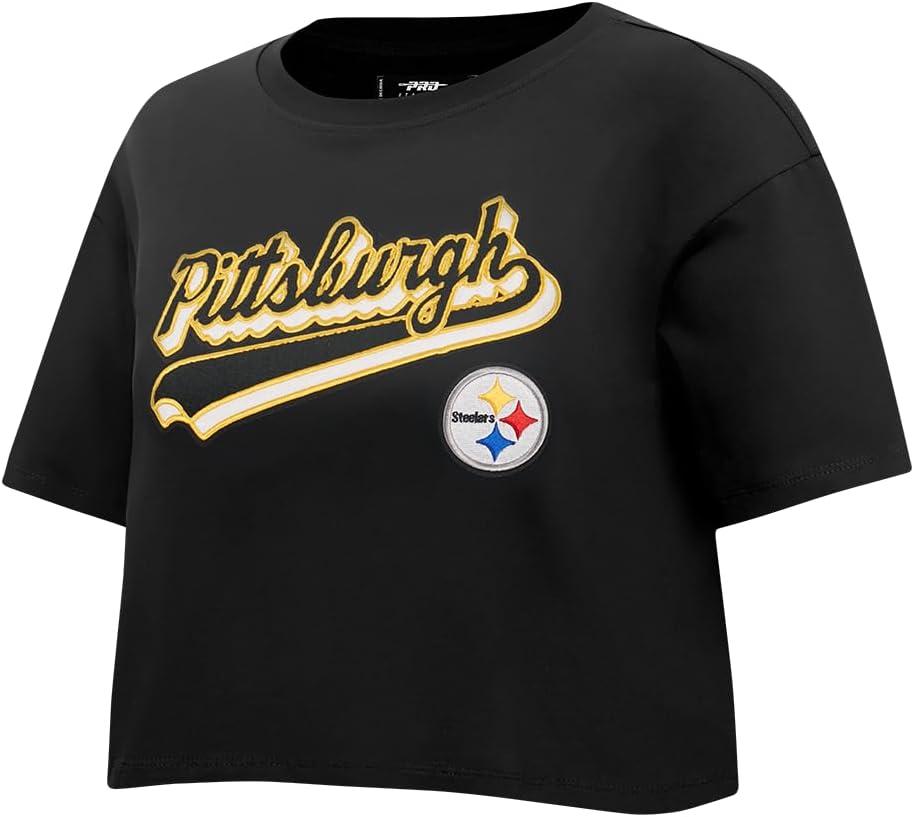 imagePro Standard Womens NFL Script Tail Cotton Single Short Sleeve Boxy TeeBlack