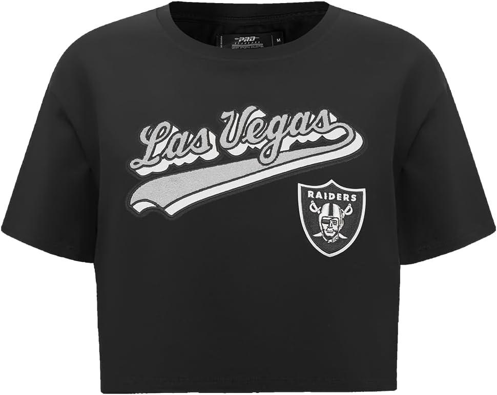 imagePro Standard Womens NFL Script Tail Cotton Single Short Sleeve Boxy TeeBlack