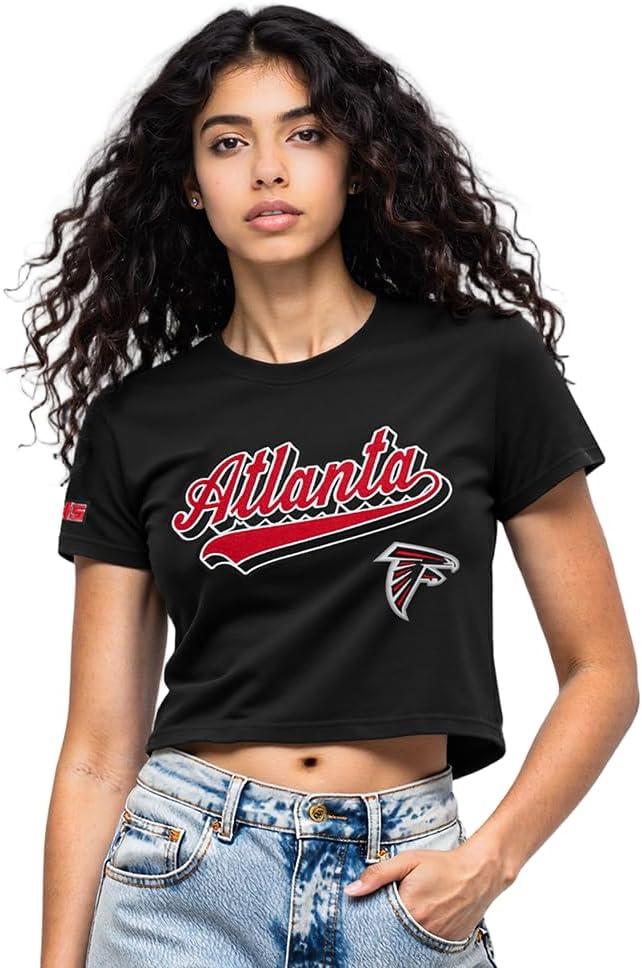 imagePro Standard Womens NFL Script Tail Cotton Single Short Sleeve Boxy TeeBlack