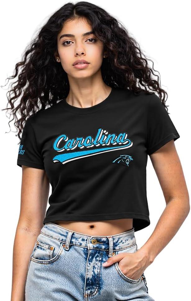 imagePro Standard Womens NFL Script Tail Cotton Single Short Sleeve Boxy TeeBlack