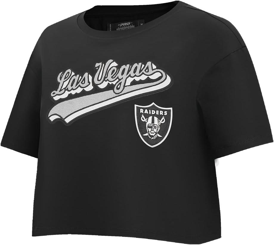 imagePro Standard Womens NFL Script Tail Cotton Single Short Sleeve Boxy TeeBlack
