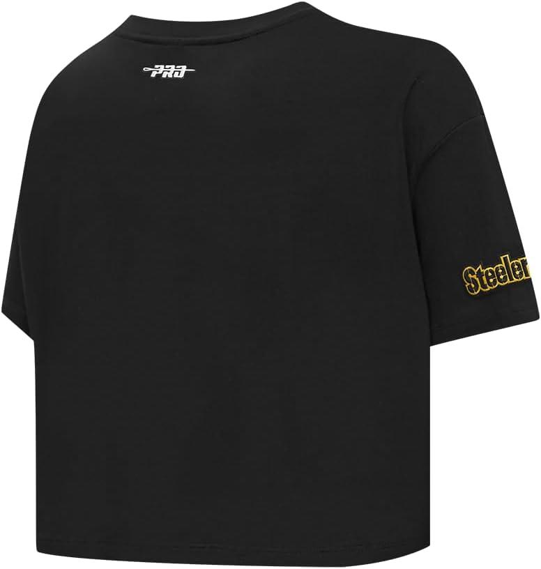imagePro Standard Womens NFL Script Tail Cotton Single Short Sleeve Boxy TeeBlack