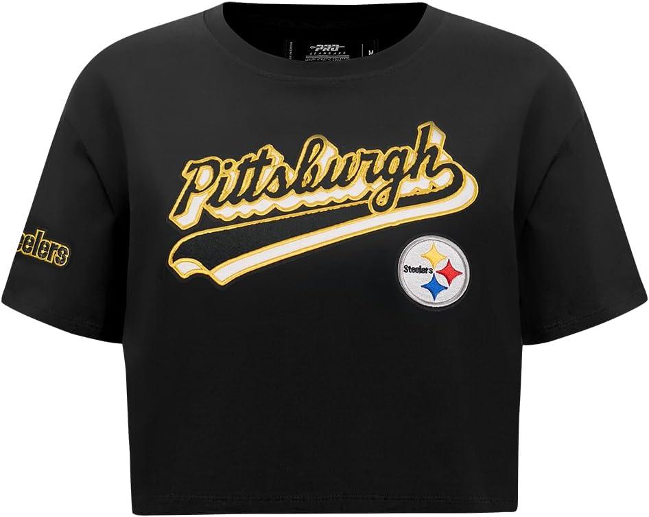 imagePro Standard Womens NFL Script Tail Cotton Single Short Sleeve Boxy TeeBlack