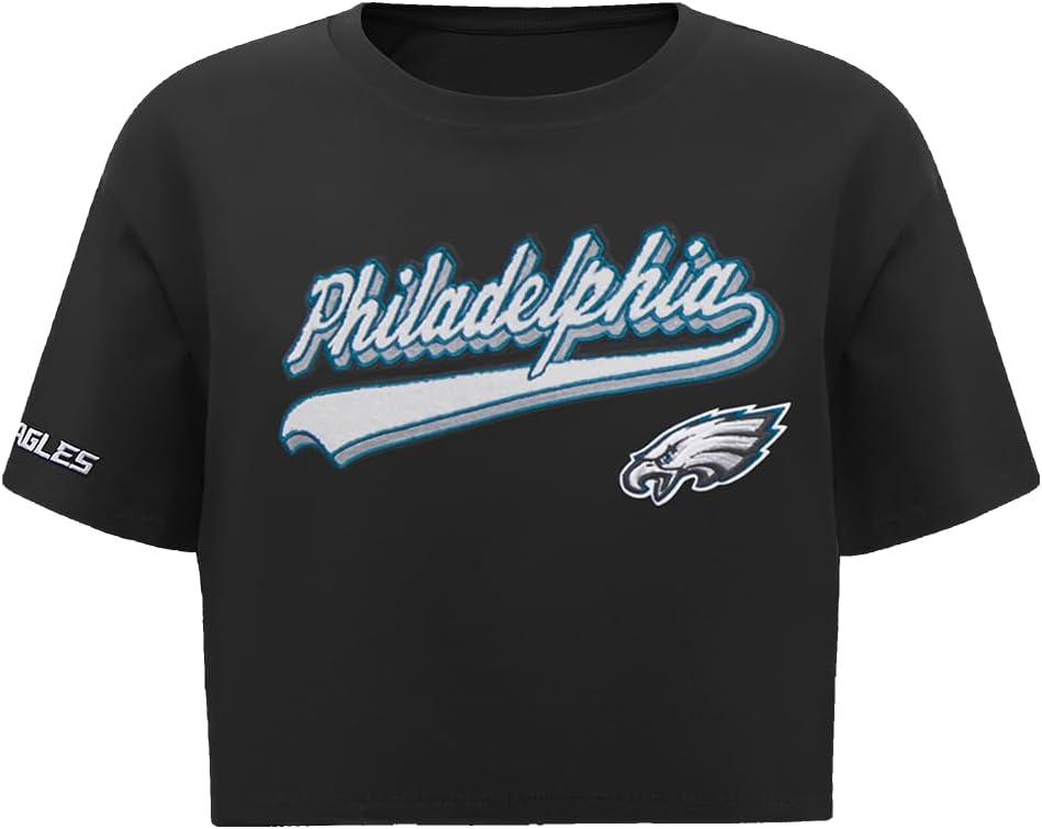 imagePro Standard Womens NFL Script Tail Cotton Single Short Sleeve Boxy TeeBlack