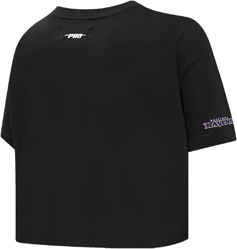 imagePro Standard Womens NFL Script Tail Cotton Single Short Sleeve Boxy TeeBlack