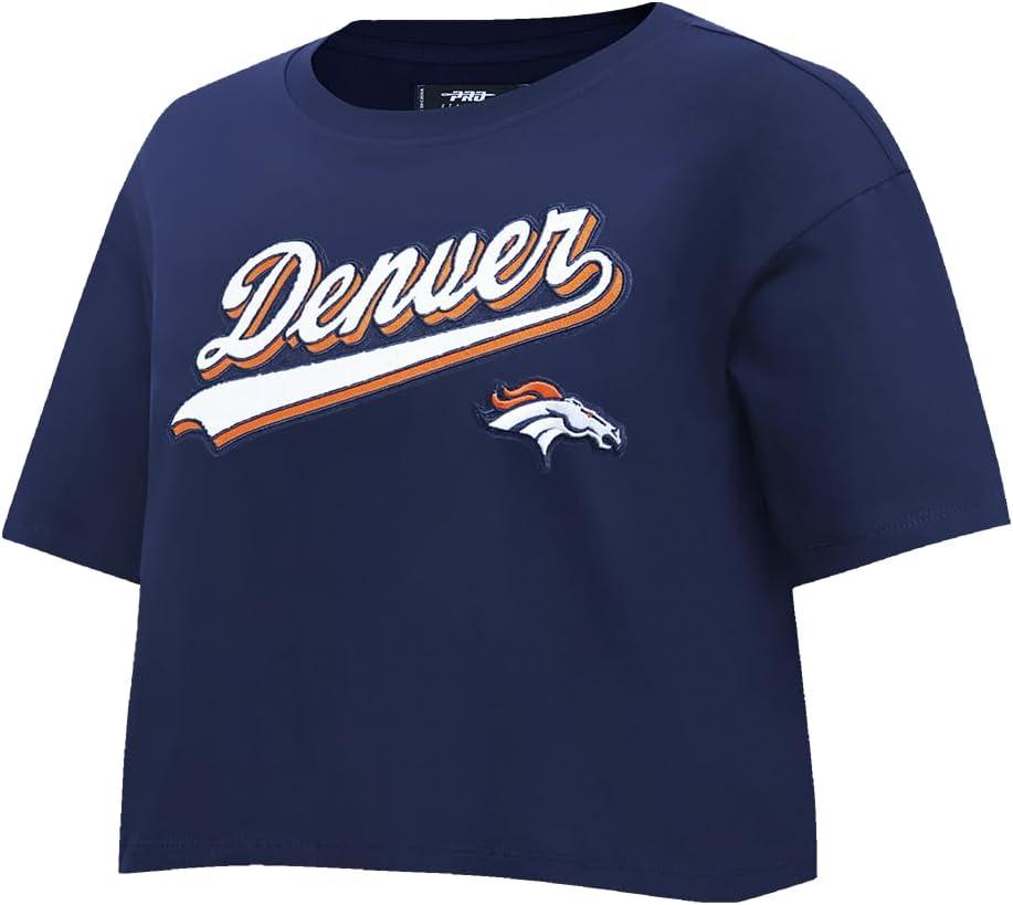 imagePro Standard Womens NFL Script Tail Cotton Single Short Sleeve Boxy TeeMidnight Navy