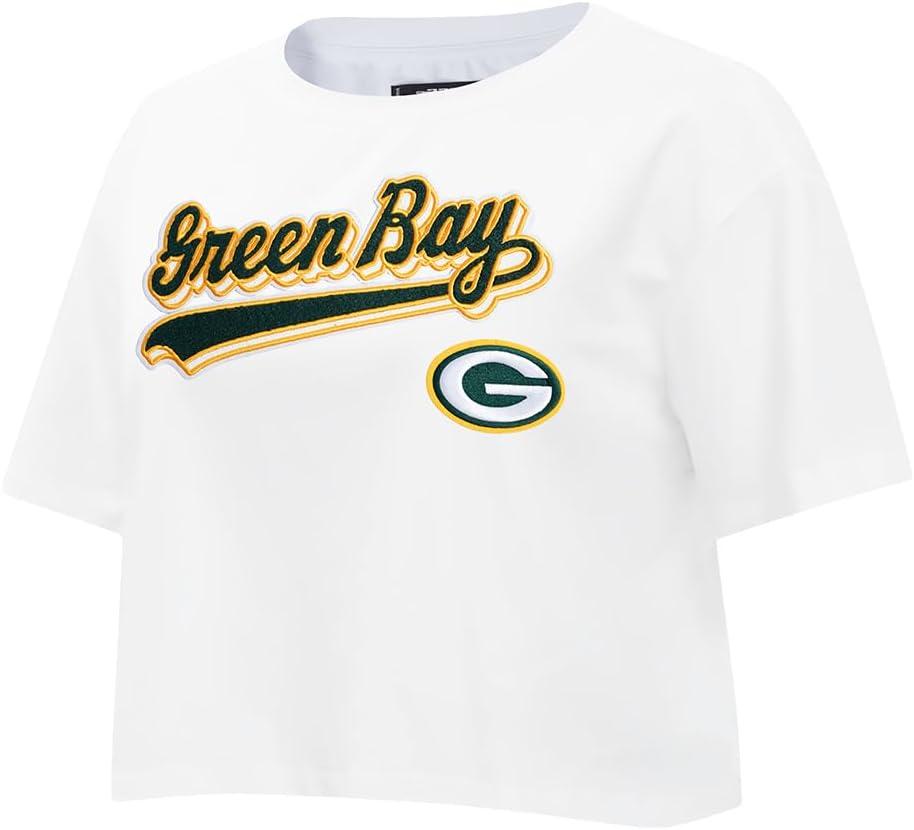 imagePro Standard Womens NFL Script Tail Cotton Single Short Sleeve Boxy TeeWhite