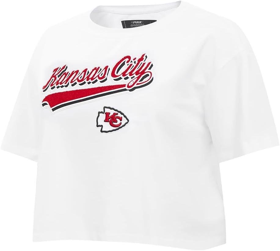 imagePro Standard Womens NFL Script Tail Cotton Single Short Sleeve Boxy TeeWhite