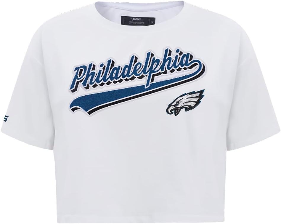 imagePro Standard Womens NFL Script Tail Cotton Single Short Sleeve Boxy TeeWhite