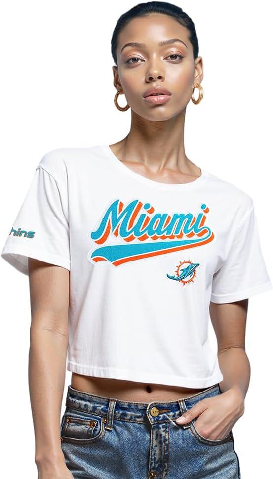 imagePro Standard Womens NFL Script Tail Cotton Single Short Sleeve Boxy TeeWhite