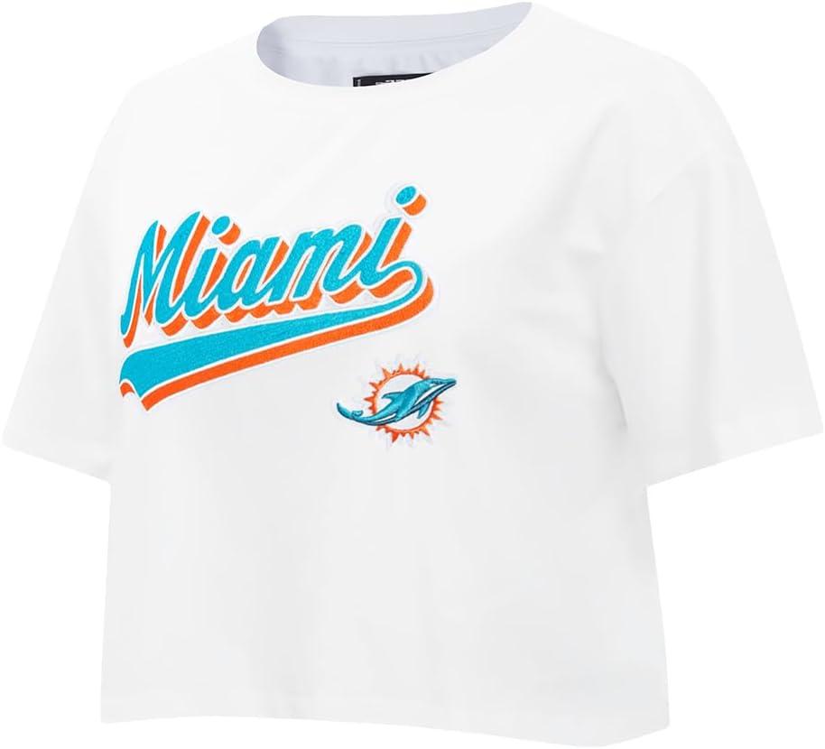 imagePro Standard Womens NFL Script Tail Cotton Single Short Sleeve Boxy TeeWhite